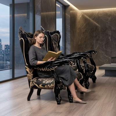 Fautteuil Ouerfautteuil Luxus Stoff Sëtz Sëtzer Design Polster Barock Textil Miwwelen