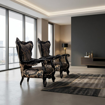 Fautteuil Ouerfautteuil Luxus Stoff Sëtz Sëtzer Design Polster Barock Textil Miwwelen