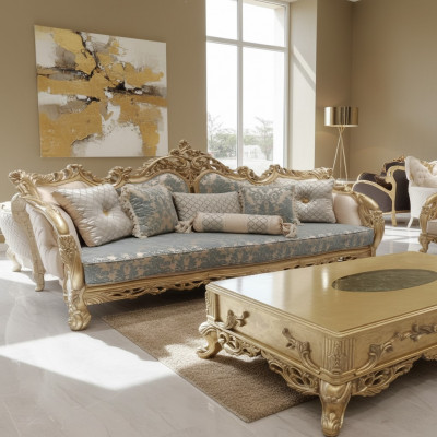 Dräi-Sëtzer Sofa, 3-Sëtzer Sofas, Stoff, Stil: Barock Rokoko, Miwwelen, Klassesch