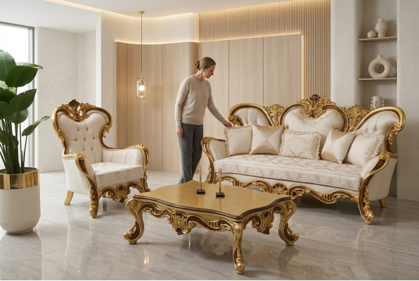 Garnitur Sofagarnitur 3+1 Sëtzer Sofa Sessel Sofas Stoff Grupp Wunnzëmmer Nei