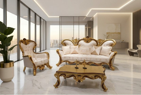 Garnitur Sofagarnitur 3+1 Sëtzer Sofa Sessel Sofas Stoff Grupp Wunnzëmmer Nei