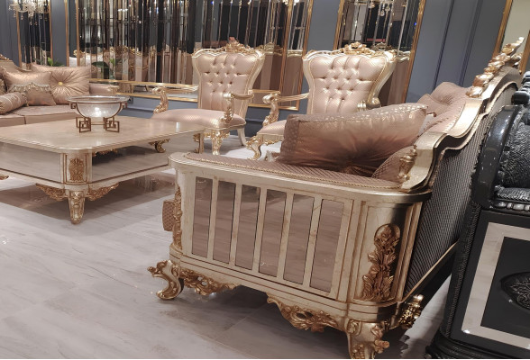 Sofagarnitur 3+3+1+1 Sëtzer Couchdësch Sofa Fauteuil Sofas Stoff Luxus Set 5tlg