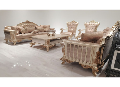 Sofagarnitur 3+3+1+1 Sëtzer Couchdësch Sofa Fauteuil Sofas Stoff Luxus Set 5tlg