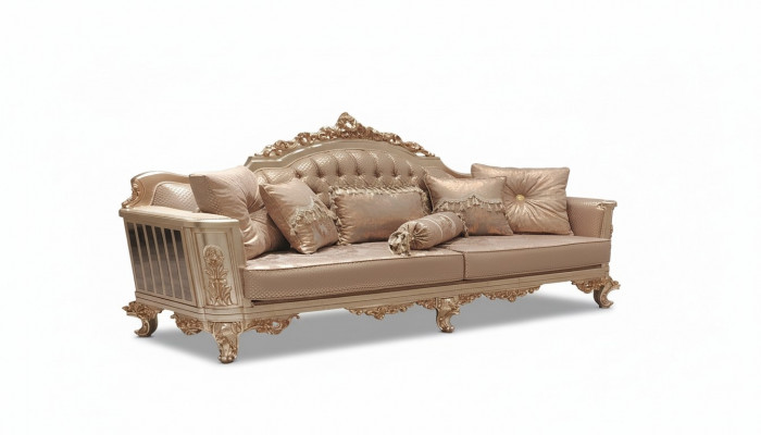 Dräi-Sëtzer Canapé 3-Sëtzer Klassesch Canapé Sofas Stoff Stil Barock Samett Nei