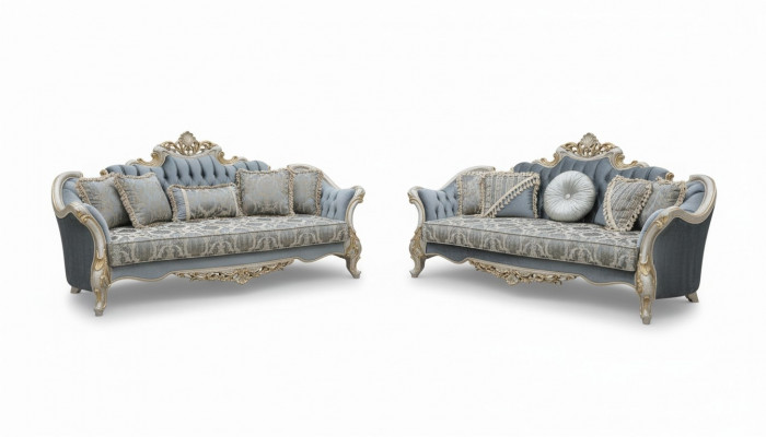 Grupp Sofagarnitur 3+3 Sëtzer Luxus Sofa Fautteuil Sofas Stoff Klassesch Set Nei
