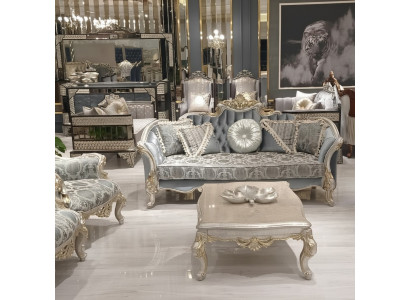 Dräisëtzer Sofa 3 Sëtz Couch Miwwelen Klassesch Sofas Stoff Stil Barock Rokoko Nei