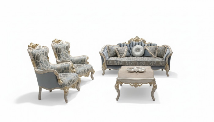 Sofa-Garnitur 3+1+1 Sëtzer Couchtisch Luxus Sofa Still Sofas Stoff Couch Dësch