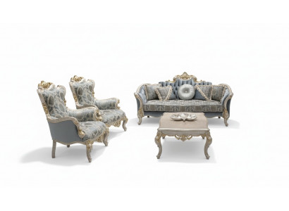 Sofa-Garnitur 3+1+1 Sëtzer Couchtisch Luxus Sofa Still Sofas Stoff Couch Dësch