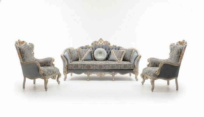 Sofagarnitur 3+1+1 Sëtzer Luxus Sofa Fotell Stoff Grupp Garnitur Wunnzëmmer