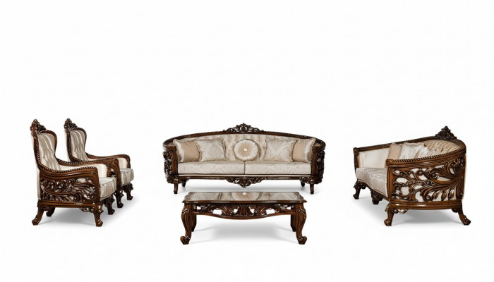 Sofagarnitur 3+3+1+1 Sëtz Couchtisch Grupp Sofa Sesselen Sofas Stoff Set 5 Stéck