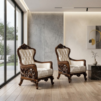 Fotell Ouerfotell Luxus Stoff Sëtz Design Polster Barock Textil Einsëtzer Nei