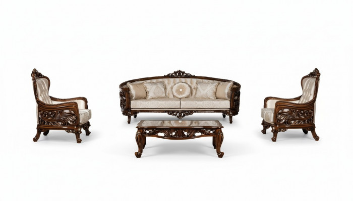Luxus Canapé-Sëtzkombinatioun 3+1+1 Sëtzer Couchtisch Grupp Canapé Fauteuil Sofas Stoff Canapé