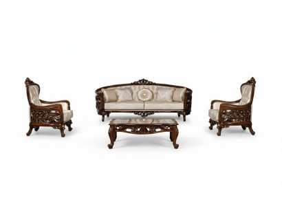 Luxus Canapé-Sëtzkombinatioun 3+1+1 Sëtzer Couchtisch Grupp Canapé Fauteuil Sofas Stoff Canapé