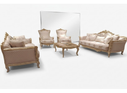 Luxuriéis 5-deeleche Sofagarnitur mat 3+3+1 Sëtzplazen an Dësch.