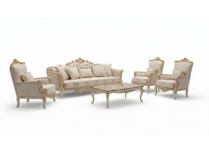 Canapé Fauteuil Canapéen Canapé-Garnitur 3+1+1 Sëtzer Garnitur Luxus Barock Wunnzëmmer Nei