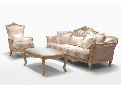 Klasseschen Dréisëtzeger Sofa 3 Sëtz Sofen Couch Stoff Stil Barock Miwwelen Rokoko