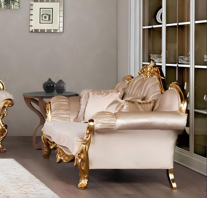 Garnitur Set 5-deelzeg Sofagarnitur 3+3+1+1 Sëtzer Couchtisch Sofa Sessel Sofan Nei
