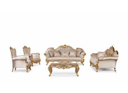Garnitur Set 5-deelzeg Sofagarnitur 3+3+1+1 Sëtzer Couchtisch Sofa Sessel Sofan Nei