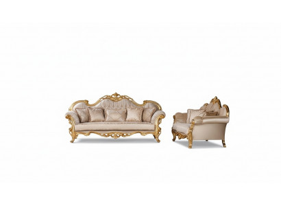 Set Dreibettsofa Sofagarnitur 3+3 Sëtzer Garnitur Sofa Sofas Stoff Stil Barock