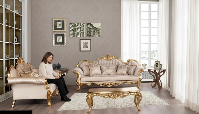 Luxus Sofagarnitur 3+3 Sëtzer Couchtisch Garnitur Set Sofa Fotell Sofas 2tlg.