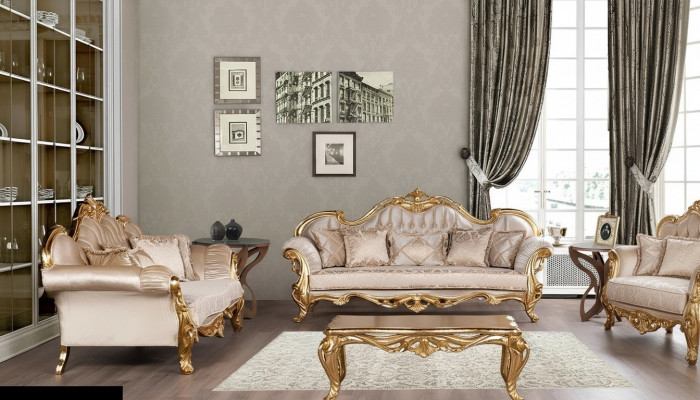 Luxus Sofagarnitur 3+3 Sëtzer Couchtisch Garnitur Set Sofa Fotell Sofas 2tlg.