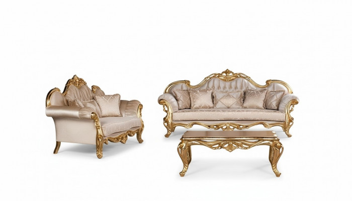 Luxus Sofagarnitur 3+3 Sëtzer Couchtisch Garnitur Set Sofa Fotell Sofas 2tlg.