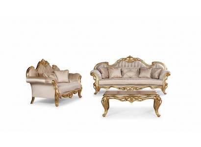Luxus Sofagarnitur 3+3 Sëtzer Couchtisch Garnitur Set Sofa Fotell Sofas 2tlg.