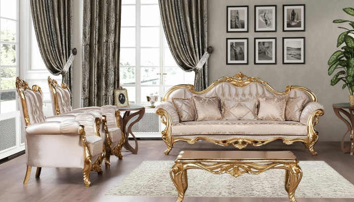 Garnitur Sofagarnitur 3+1+1 Sëtzer Couchdësch Sofa Luxus Stoff Fauteuil Sofas Nei