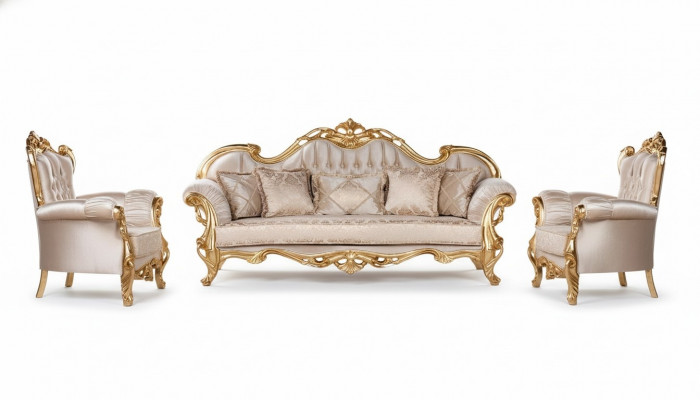 Garnitur Sofagarnitur 3+1+1 Sëtzer Couchdësch Sofa Luxus Stoff Fauteuil Sofas Nei