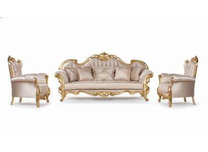 Garnitur Sofagarnitur 3+1+1 Sëtzer Couchdësch Sofa Luxus Stoff Fauteuil Sofas Nei