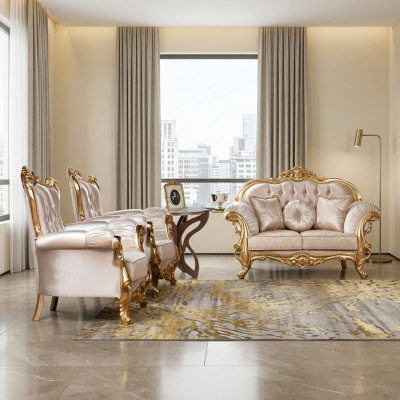 Fauteuil Ouerfauteuil Luxus Stoff Sëtz Sëtzer Design Polster Barock Textil Miwwelen