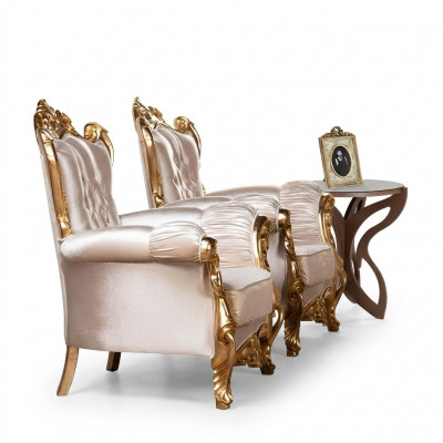 Fauteuil Ouerfauteuil Luxus Stoff Sëtz Sëtzer Design Polster Barock Textil Miwwelen