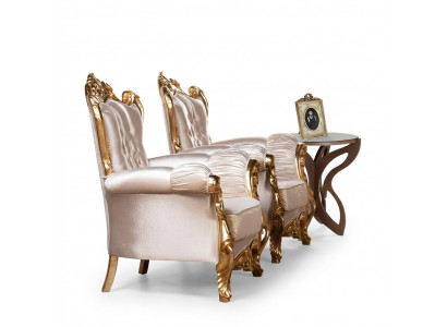 Fauteuil Ouerfauteuil Luxus Stoff Sëtz Sëtzer Design Polster Barock Textil Miwwelen
