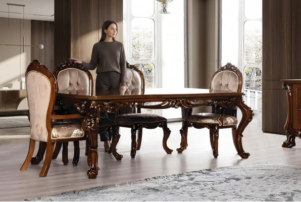 Dësch Iesszëmmerdësch Iessdësch Iesszëmmer Holz Dëscher Barock Iess Luxus Miwwelen Neien