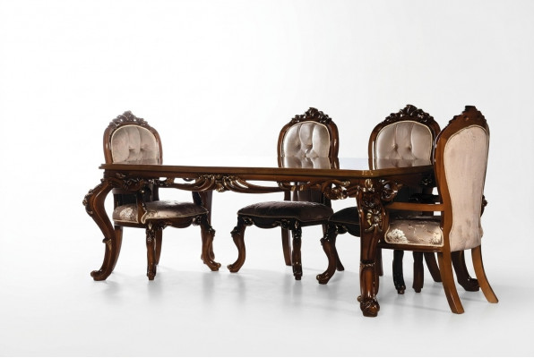 Luxus Iesszëmmer Iessdësch Stull Grupp Garnitur Set Holz Dësch Dëscher 5tlg. Sets
