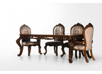 Luxus Iesszëmmer Iessdësch Stull Grupp Garnitur Set Holz Dësch Dëscher 5tlg. Sets