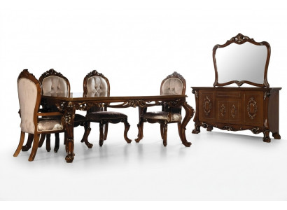 Iesszëmmerstull Stull Miwwelen Holz Luxus Iesszëmmer Stoff Stil Barock Still