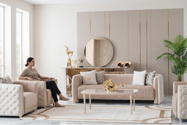 Drei-Sëtz Couch Polster Luxus Sofa Sëtz Sofas Zëmmer Miwwelen 3er Italien Design