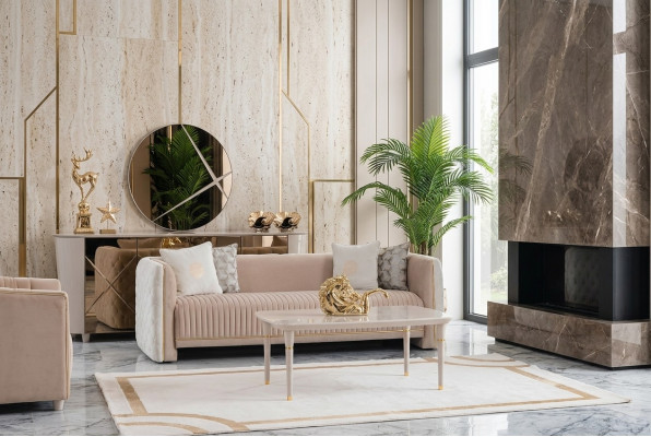Drei-Sëtz Couch Polster Luxus Sofa Sëtz Sofas Zëmmer Miwwelen 3er Italien Design