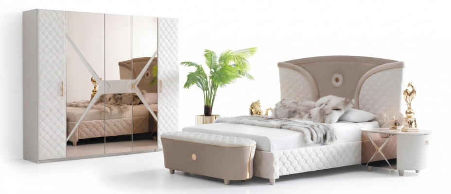 Bett Duebelbetter Modern Bettgestell Better Schlofkummer Nuetsdësch Neit
