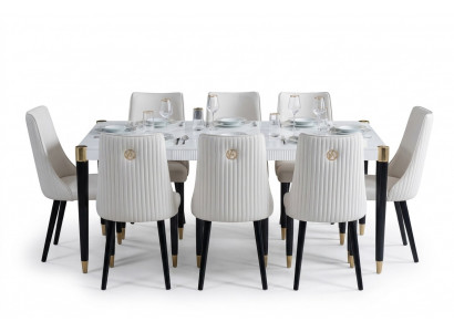 Iess Grupp Holz Dësch Dëscher 7tlg Komplett Set Iessdësch 6x Still Iesszëmmer Set