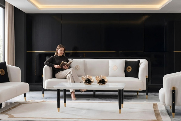 Design Canapé 3 Sëtzer Design 210cm Luxus Canapéen Couch 3er Nei Textilcanapé Miwwelen
