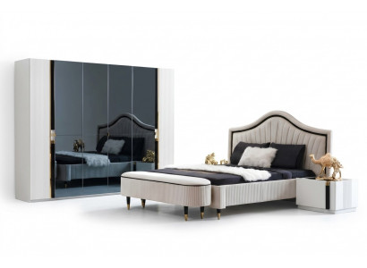 Textil Bett Schlofkummer Miwwel Design Grupp 5 Deeler Set 2x Nuechtvdësch Betten Nei