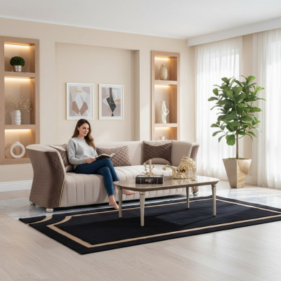 Polster Designer Miwwel Drësëtzer Canapé 3 Sëtzer Canapéë Luxus Textil Couchen grouss