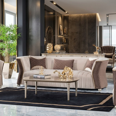 Polster Designer Miwwel Drësëtzer Canapé 3 Sëtzer Canapéë Luxus Textil Couchen grouss