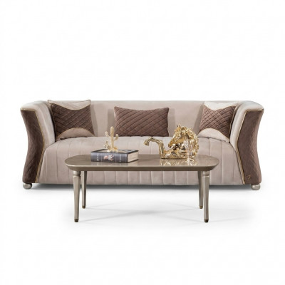Polster Designer Miwwel Drësëtzer Canapé 3 Sëtzer Canapéë Luxus Textil Couchen grouss