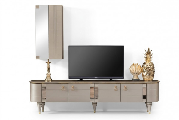 Säitbriet Schief Mauer Modern tv Holz Garnitur Set Miwwelen Wunnwand Vitrin rtv