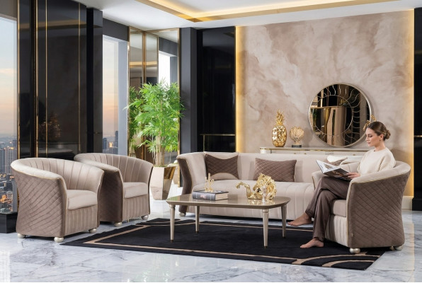Këssen Garnitur Sofas Canapé Designer Sofagarnitur 3+1+1 Sëtzer Stoff Couchen