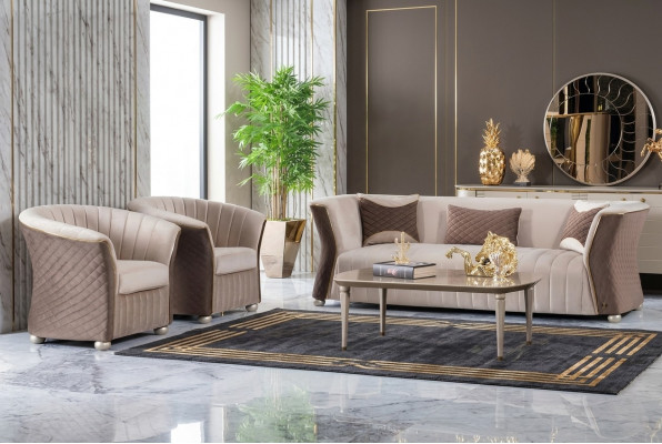 Këssen Garnitur Sofas Canapé Designer Sofagarnitur 3+1+1 Sëtzer Stoff Couchen