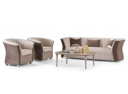 Këssen Garnitur Sofas Canapé Designer Sofagarnitur 3+1+1 Sëtzer Stoff Couchen